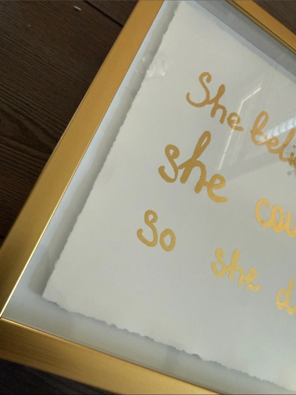Gold Script Inspirational Wall Art - She Believed She Could